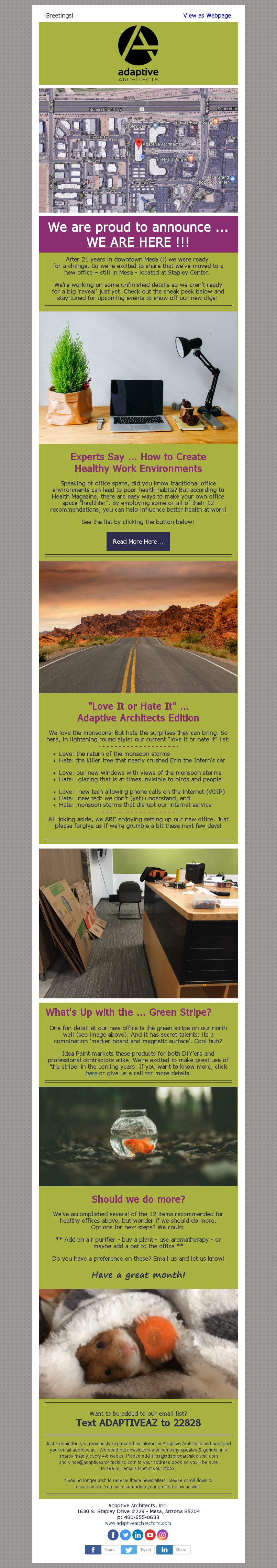 Image of Adaptive Architects July 2018 Newsletter