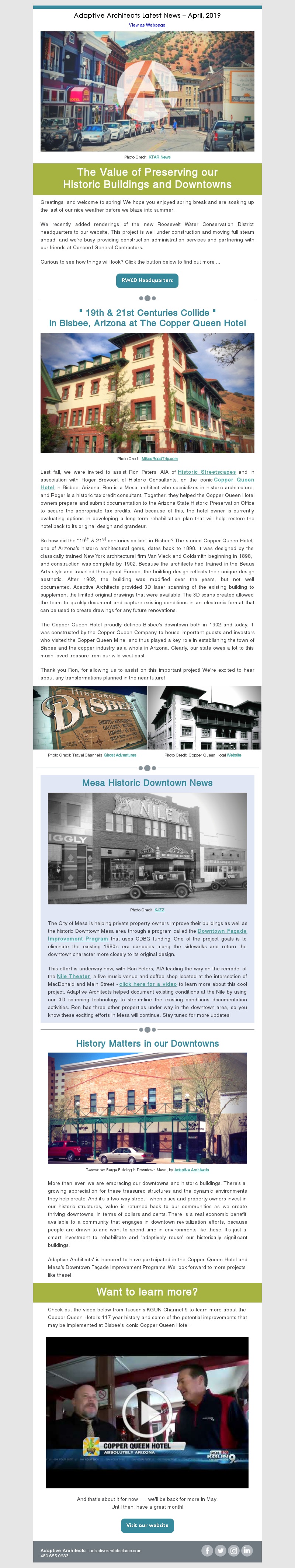 Image of Adaptive Architect's April 2019 Newsletter, 'New Tech in the Old West'
